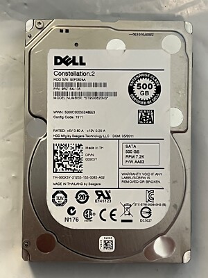 DELL 500GB 7.2K SATA 2.5 6Gb/s HDD ST9500620NS 00X3Y