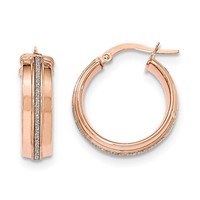 14k Rose Gold Polished Glitter Infused Hoop Earrings (0.8in Long) on sale 14k Rose Gold Polished Glitter Infused Hoop Earrings (0.8in Long) on sale