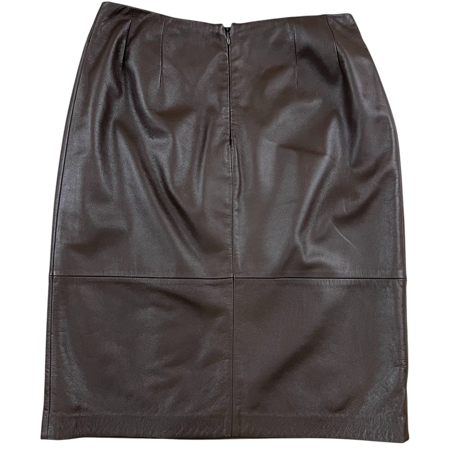 Y2K 棕色皮革铅笔裙 6 码 — 第 2/4 张图片