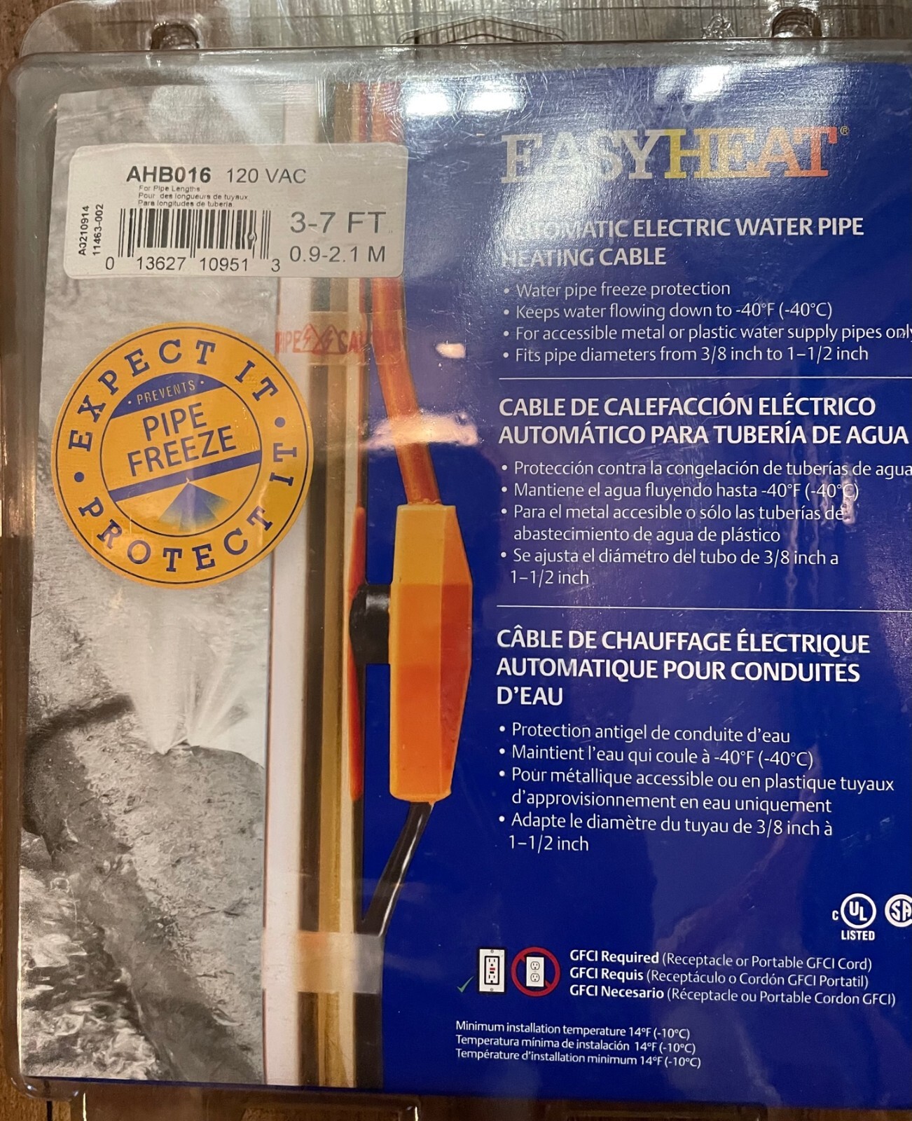 EasyHeat AHB016 37 Feet 120 VAC Automatic Electric Water Pipe Heating