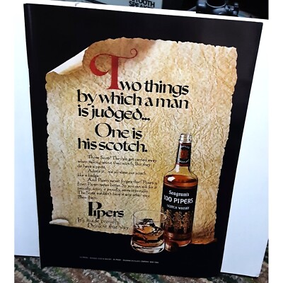 1971 Seagrams 100 Pipers Scotch Vintage Print Ad