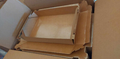 (200/CASE) 12'' x 8'' x 2-1/2'' KPET/KRAFT LEAK PROOF TRAY E FLUTE, PAPER FOOD TRAY