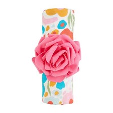 Mud Pie E4 Baby 47" x 47" Floral Rose Swaddle Blanket and Headband 12140155