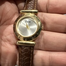 Working Pam Gold Bezel Women Wristwatch Milan  Brown Leather Strap JAPAN MOVT