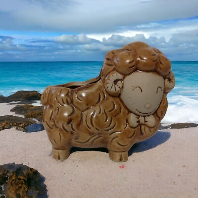 Mini Sheep Ceramic Planter Vase Rustic Ram Succulent Air Plant Farmhouse Cottage