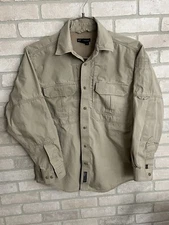 5.11 Tactical Mens Long Sleeve Button Front Shirt M Khaki RN#109614