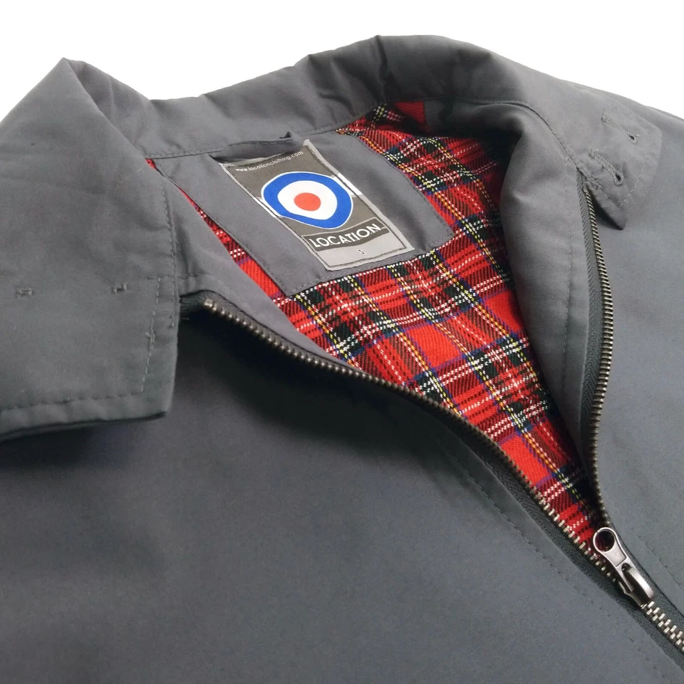 Veste Manteau Classique Location Harrington, Doublure Tartan, Noir - Photo 3/4
