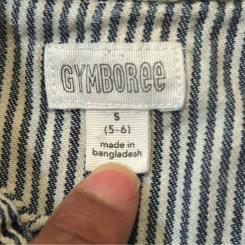 222. Gymboree Denim Blue White Striped Kids Shirt Pearl Snaps size small 5/6 - Picture 6 of 7