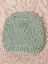 Mellowspun Baby Sport Yarn Hand Made Knit Baby Hat Color Light Green tblbf1
