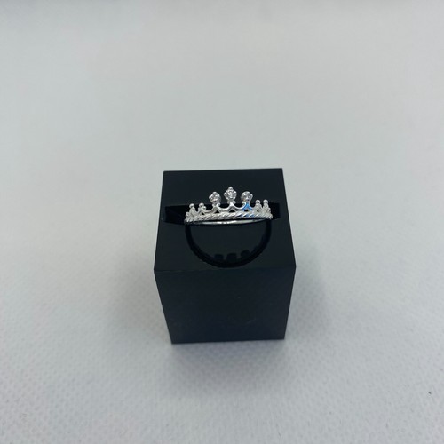 Sterling Silver CZ Ring Womens SZ 3.5 Mid Finger Tiara Crown Design Shiny Gift - Picture 7 of 7