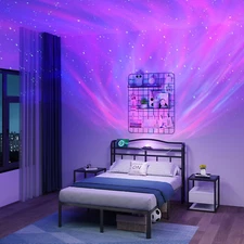 Queen Size Metal Bed Frame - 14 Inch Heavy Duty Bedframe with Headboard & Chargi