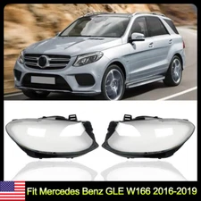 Pair Headlight Headlamp Lens Cover Clear For Mercedes Benz GLE W166 2016-2019