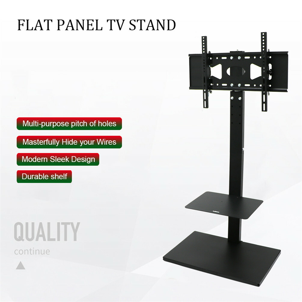TV Bracket Stand Swivel Mount Glass Shelf for 3265inch Floor Display