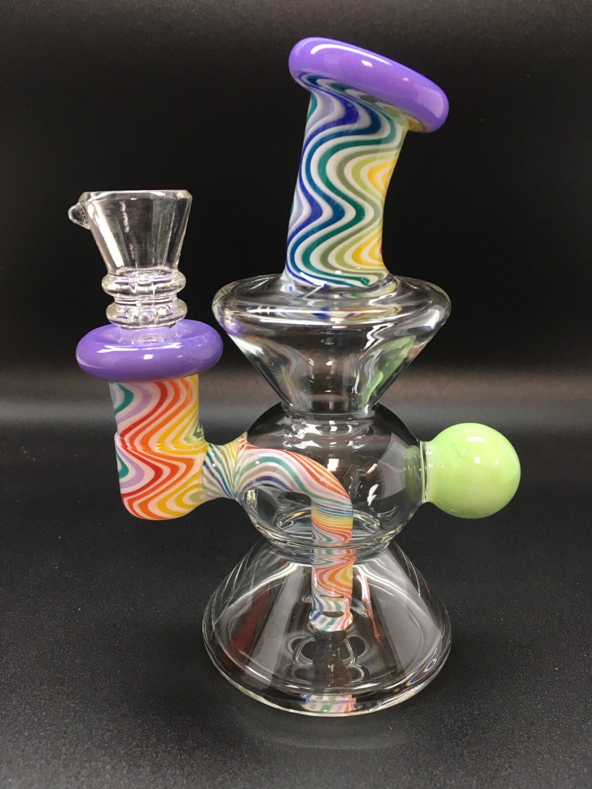 5 Inch Thick Multicolor(Mil<wbr/>ky Purple)w/Marbl<wbr/>e Tobacco Smoking Glass Bubbler Bong