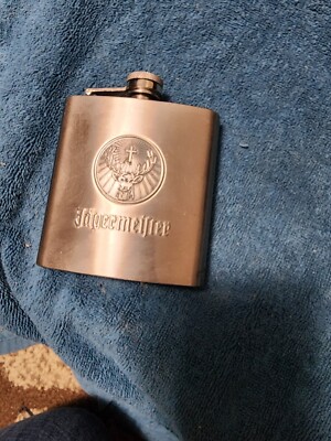 Jagermeister Stainless Steel Flask 6 oz Mat#701678 Deer Head and Cross