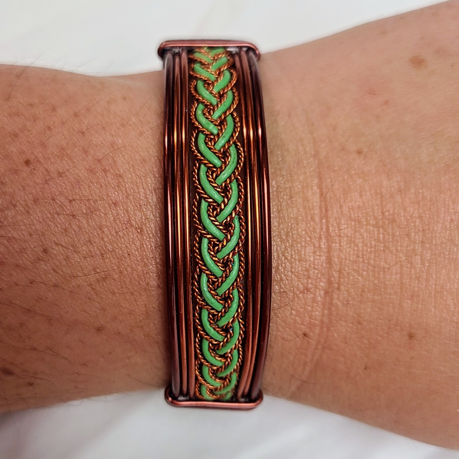 Handcrafted Wire Wrapped Copper Cuff Bracelet Wit… - image 3