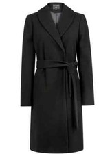Smart Black Shawl Collar Longline Coat Uk14 By Dorothy Perkins, Worn Only Once