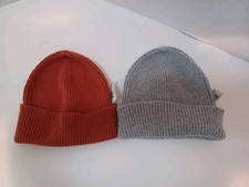 NWT Lot of 2 Gray Orange Beanie Winter Hats U...
