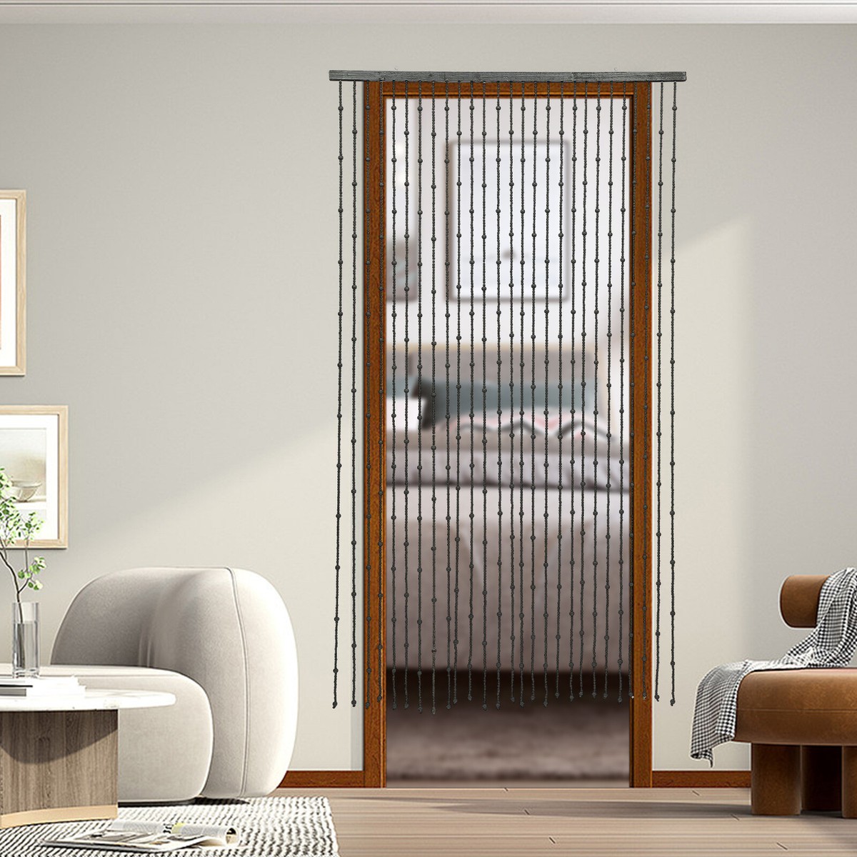 Black Door Curtain Beads,Decorative Doorway Beads Curtains for Home  Decorations