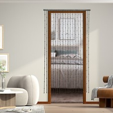 Natural Wood Black Door Curtain Beads, Front Door Decor Doorway Beads Curtains