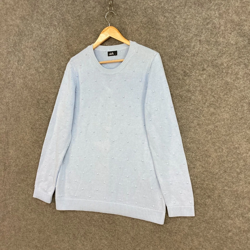 Suéter Pullover Dotti Jumper Mujer Grande Azul Tejido Cuello Redondo Manga Larga 714 Foto 2 de 4