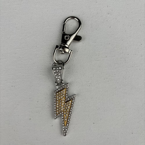Rhinestone Lightning Bolt Electric Shock Bag Charm Keychain Key Chain New - Picture 3 of 9