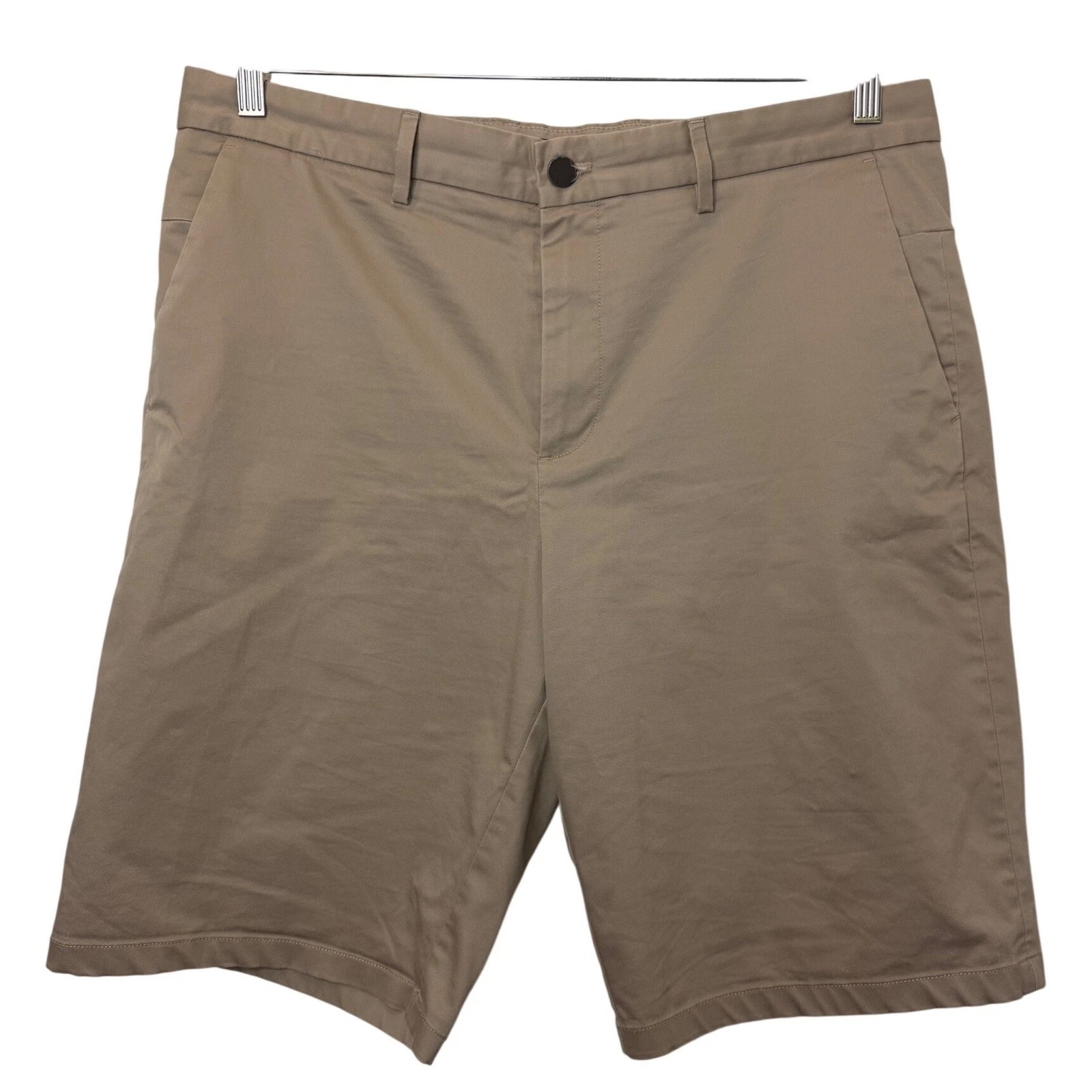 Banana Republic Emerson Shorts Mens 35 Tan Khaki Flat Front Cotton Chino 10.5"
