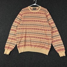 Maglione Lyle Scott Scotland uomo Fair Isle maglia marrone 100% cotone pettinato L