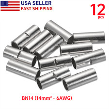 12pcs Uninsulated Butt Connector Tinned Copper Wire Ferrule Splice Terminal 6AWG