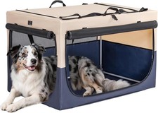 36" Collapsible Dog Crate for Large Dogs - Portable Soft Travel Kennel with Lock