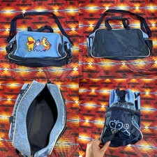 Vintage Disney Winnie The Pooh Blue Duffle Bag Travel Tigger Eeyore 17.5  