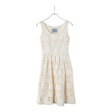 PRADA Lace Floral Sleeveless Dress Size 38 White Cotton Women's Used
