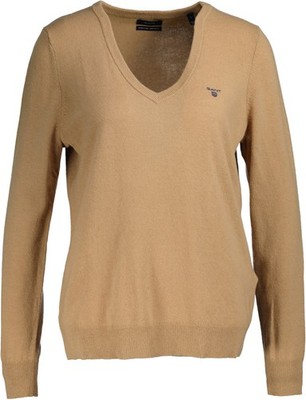 NEU ! GANT Damen Pullover MD.EXTRAFINE LAMBSWOOL V-NECK 4800502, camel, Gr. XL