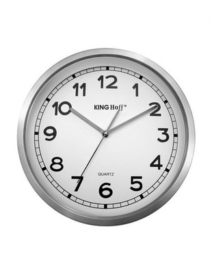 5908287250253 ZEGAR ŚCIENNY STALOWY 30cm MECHANIZM PŁYNĄCY KH-5025 KINGHOFF