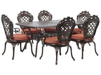 Set GartenmöBel Tisch 6 StüHle Dunkelbraun Aluminium Retro Lizzano