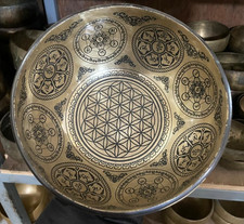 10 Inch Flower of Life Singing Bowl | Handmade Himalayan Sound Healing Yoga Bowl