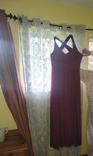 Davids Bridal Burgundy Crossback Long Dress Size 12 NWT