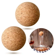 Wooden Cork Ball Decanter Stopper - Natural Replacement Bung (Approx. 1.5 Inch)