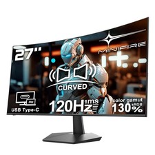 Minifire 27 Inch 120Hz Curved Monitor USB Type C Port Built in Speaker Eye Care