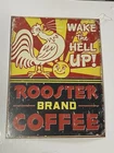 Wake the Hell Up Rooster Brand Coffee Metal Sign Vintage Style Tin Wall Decor