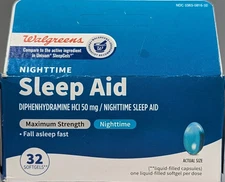Walgreens Nighttime Sleep Aid Max Strength, 32 Softgels - EXP: 10/2026