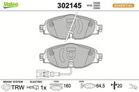 Bremsbelagsatz Scheibenbremse Essential Valeo 302145 FüR Skoda VW Octavia Golf 7