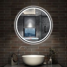 Black Bluetooth Bathroom Mirror With Led Lights Demister Clock