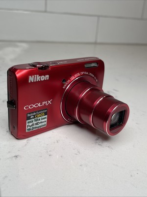 Nikon Coolpix S6300 RED 16MP 10X Digital Camera Bundle Fully