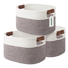 Cotton Rope Basket, Storage Baskets with Handle, 15x10x9 Inch Woven Basket fo...