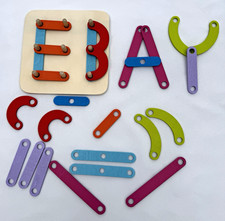 Kids Wooden Letter Number Shaping Board Set, 36pcs, Ages 3 Years Learning Toy
