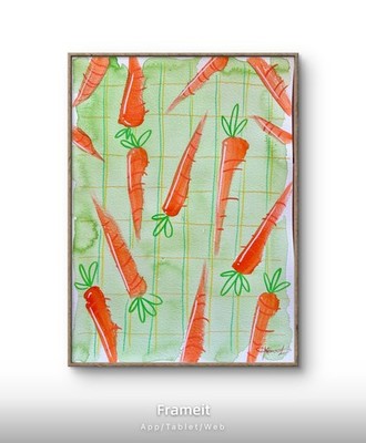 Original Easter Carrots 3 Painting By Alannah Dyer- Acrylic 9x12 in. Rabbit Eggs