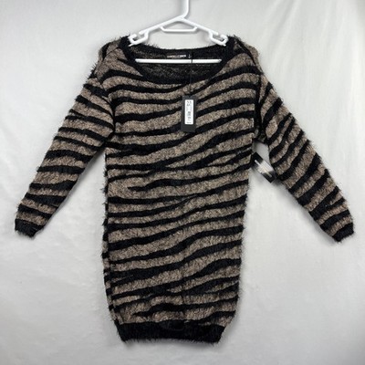 Gabrielle Union NY&C  Sweater Dress Womens Small Zebra Striped Stretch New
