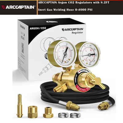 ARCCAPTAIN Dual Gas Regulator & Hose Kit for Argon CO2, CGA-580, 0-30CFH