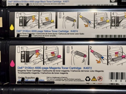Dell Laser Printer 3000cn/3100cn Toner Cartridges: Cyan, Magenta, Yellow & Black - Picture 3 of 5